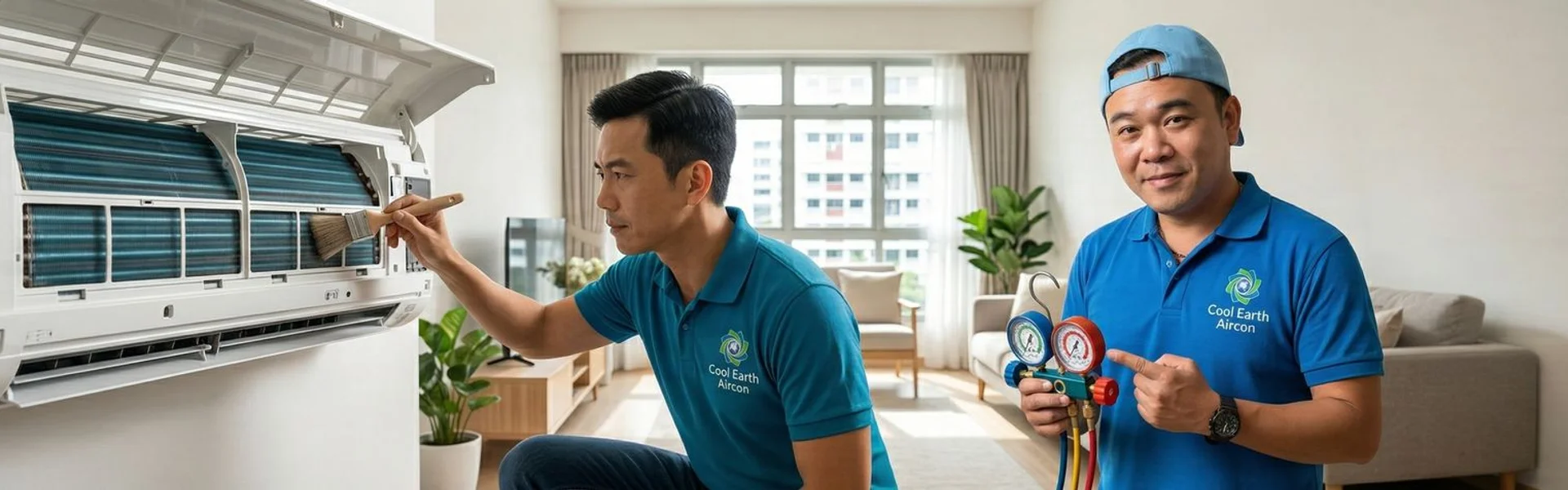 Modern Singapore living room with aircon