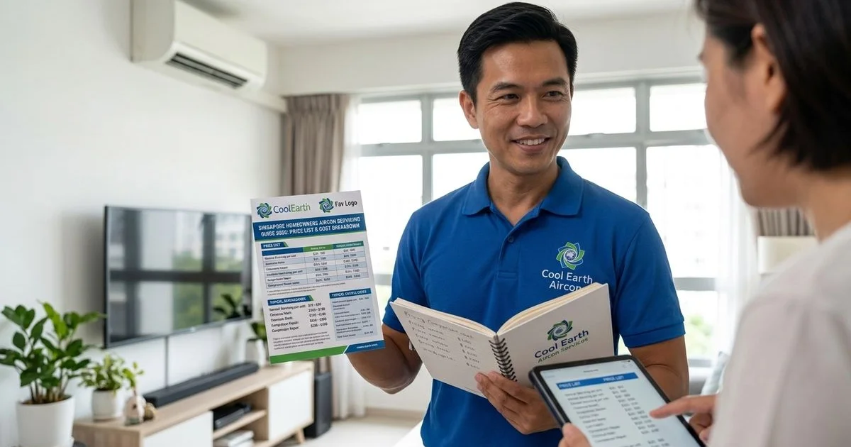 Aircon servicing price breakdown and cost guide for Singapore homeowners in 2026